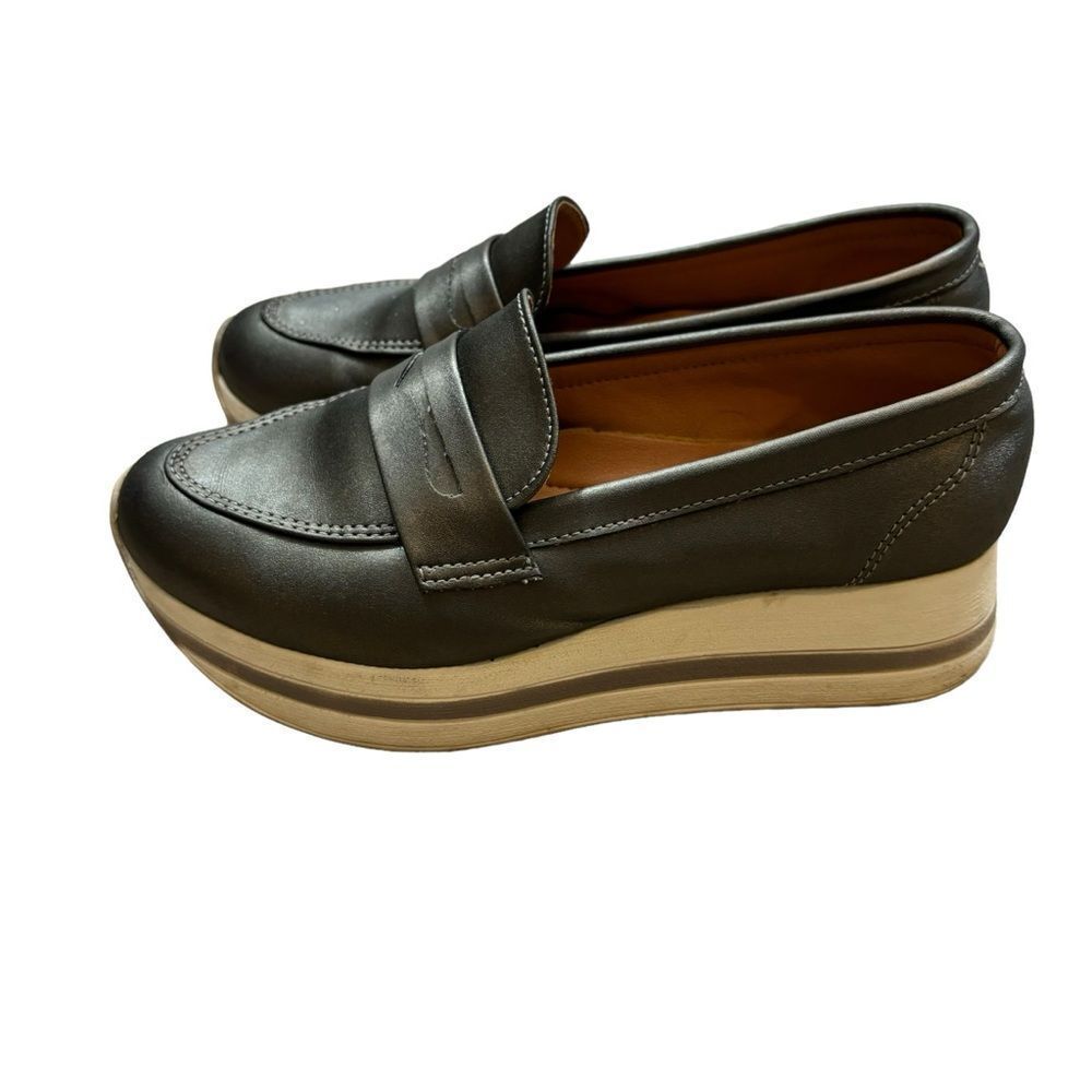 Ladies Lolo Brand Grey Silver Platform Loafers Size 38